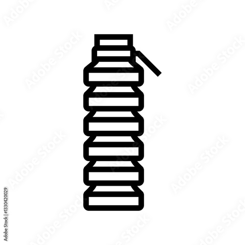 collapsible water bottle ultralight trekking line icon vector illustration