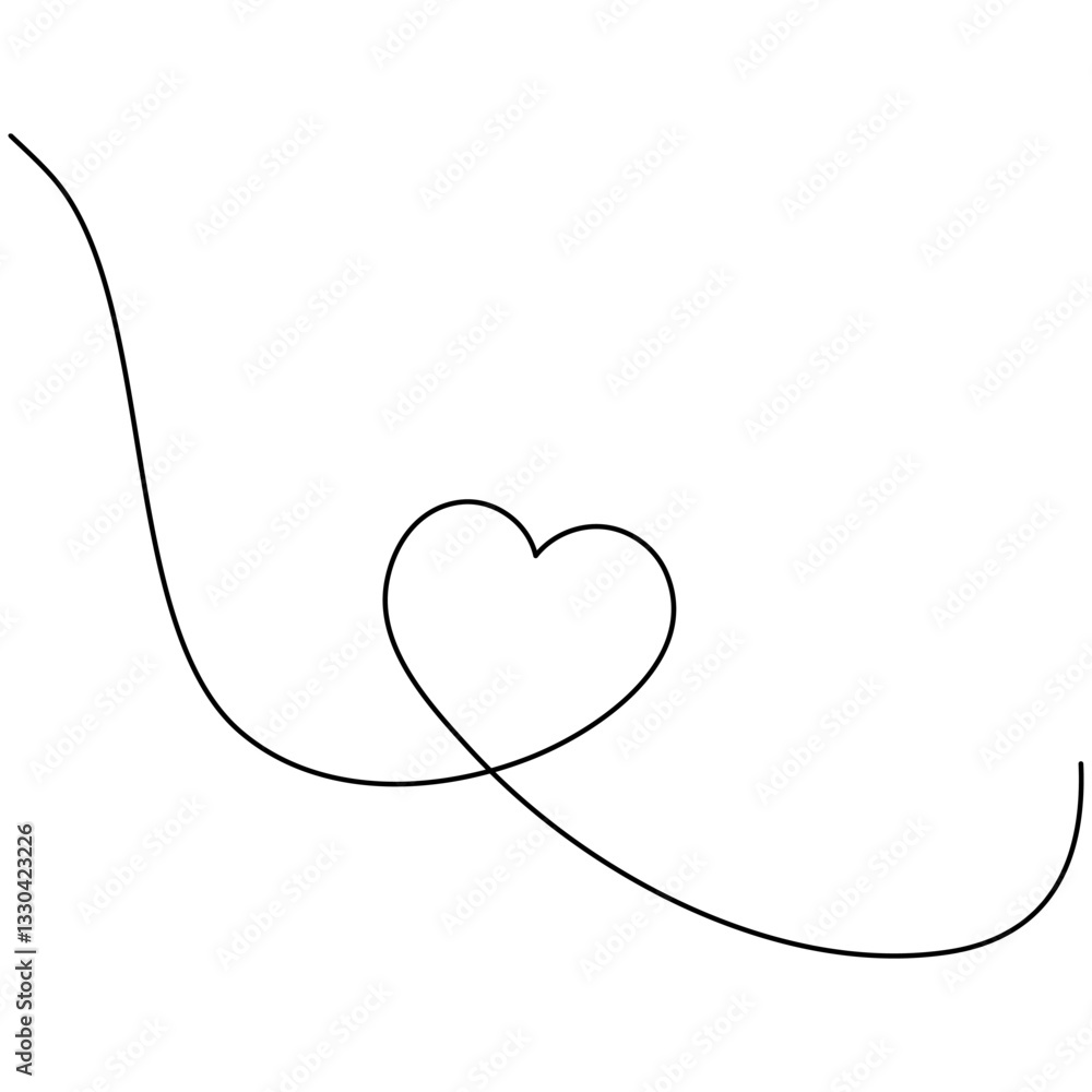 Fototapeta premium Heart shape continuous one line drawing. Love symbol. Vector illustration isolated on white. 