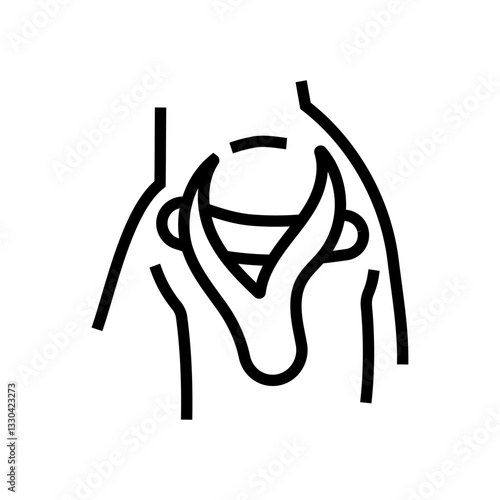 shoulder kinesio tape applied line icon vector illustration