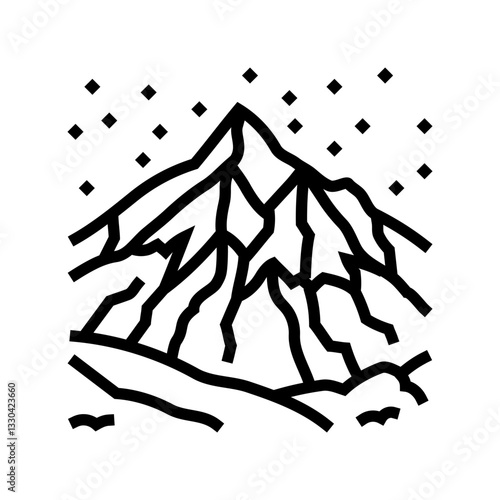 snow covered mountain skiing line icon vector illustration