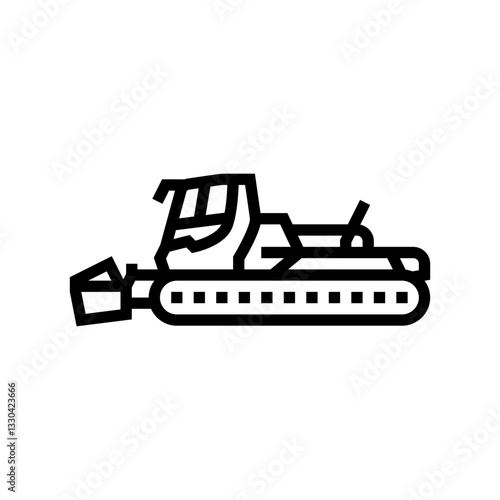 snow groomer machine mountain skiing line icon vector illustration