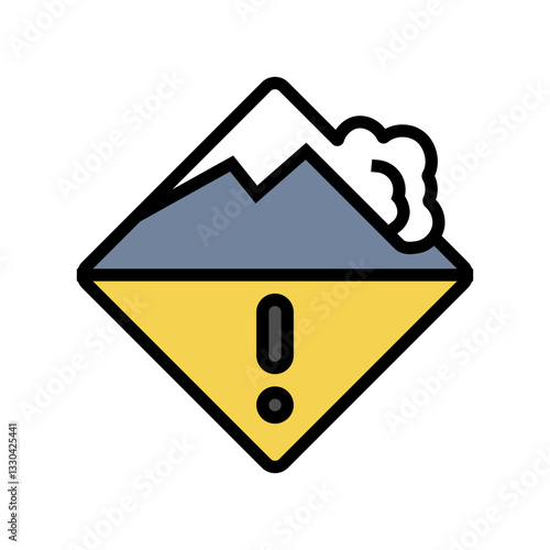 avalanche warning mountain skiing color icon vector illustration