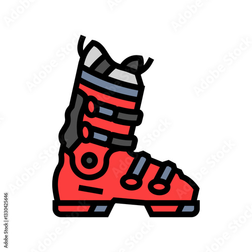 boots mountain skiing color icon vector illustration