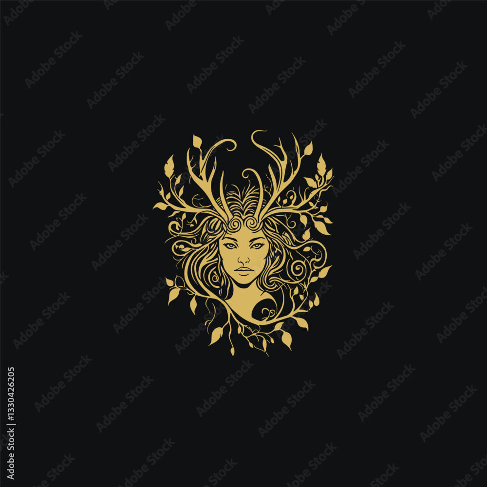Fototapeta premium Gaia greek goddess mythology design vector template illustration