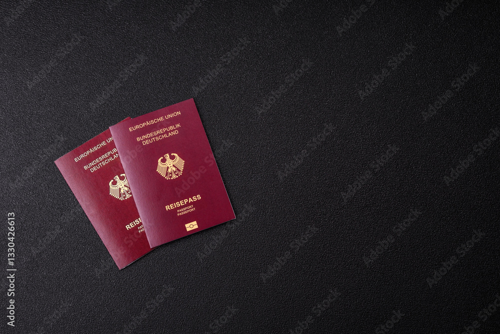 German citizen passport against the black textured background German citizen passport against the black textured background
