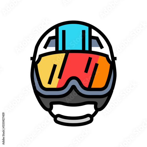 helmet mountain skiing color icon vector illustration