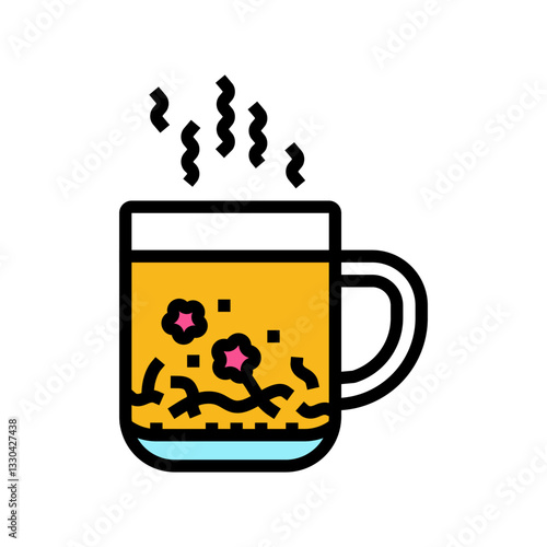 herbal tea mug steam recovery wellness color icon vector illustration