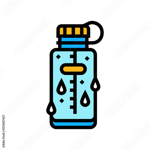 hydration bottle droplets recovery wellness color icon vector illustration