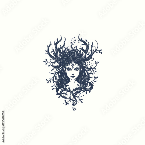 Gaia greek goddess mythology design vector template illustration