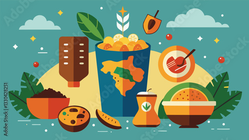 The menu offers a unique blend of traditional flavors from Argentina Brazil and Cuba resulting in tantalizing dishes that are both familiar and unexpected.. Vector illustration