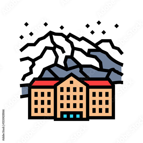 resort mountain skiing color icon vector illustration
