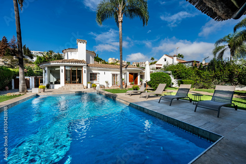 Картината върху платно a poolside image in luxury mediterranean villa real estate property