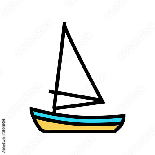 skiff sailing sport color icon vector illustration