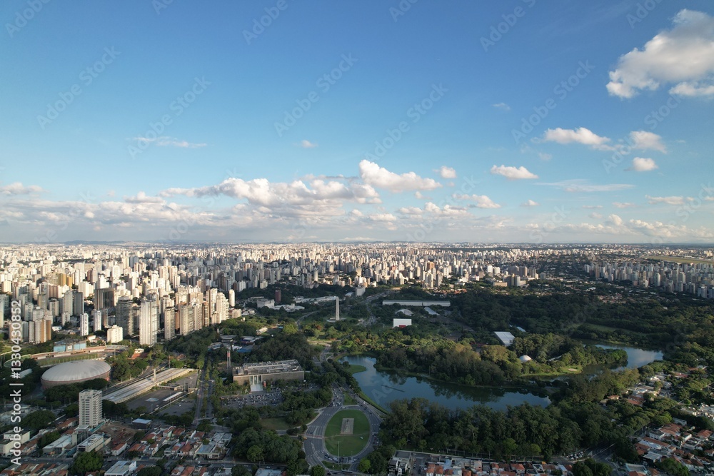 Fototapeta premium Skyline view of Sao Paulo showcasing city and green spaces in daylight