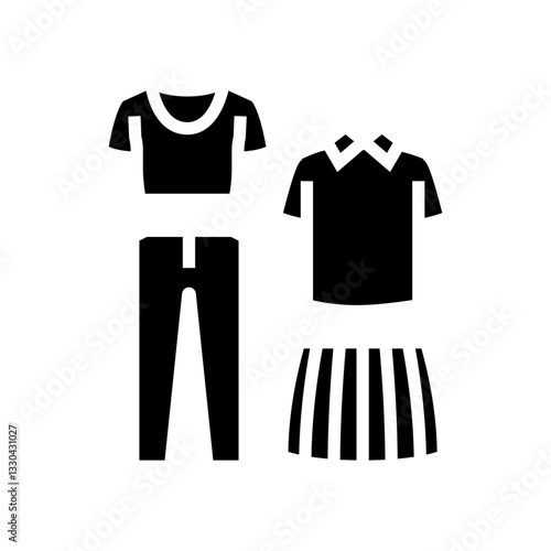 capsule wardrobe thrift driven fashion glyph icon vector illustration