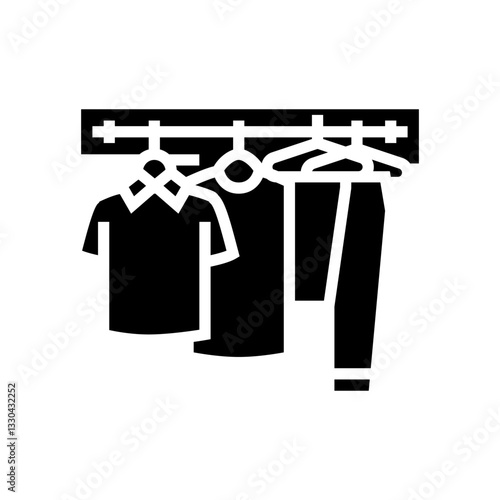 hanger clothes thrift driven fashion glyph icon vector illustration