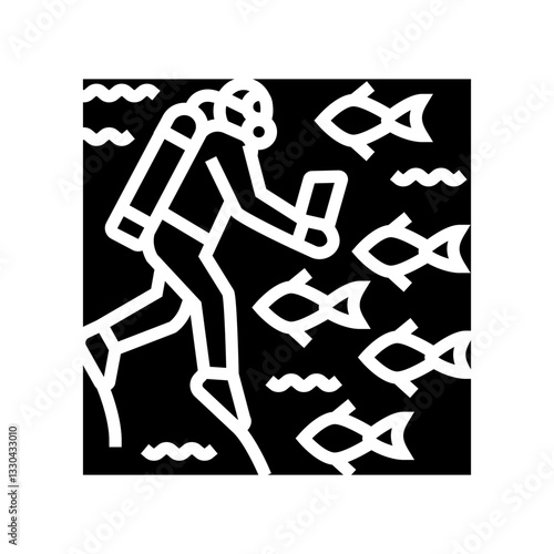 marine biologist world ocean glyph icon vector illustration