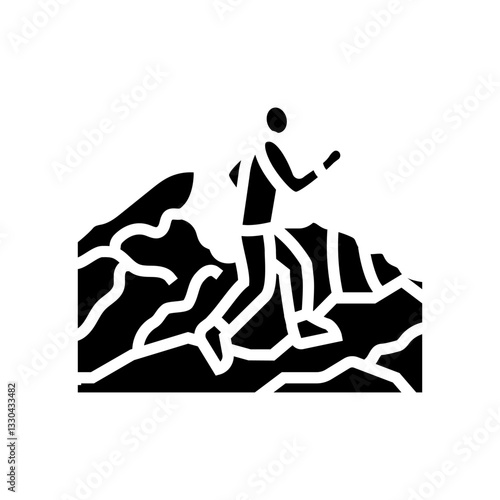 mountain trail running outdoor fitness glyph icon vector illustration