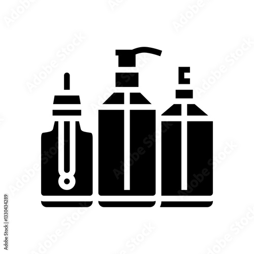 refillable cosmetic bottle sustainable beauty glyph icon vector illustration