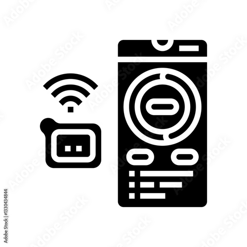 smart insulin pump health tech glyph icon vector illustration