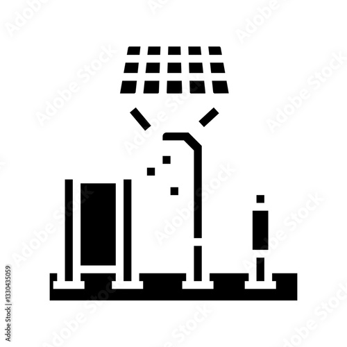 solar powered lighting outdoor workouts glyph icon vector illustration