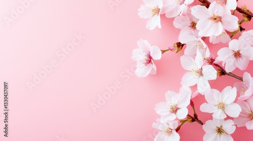 Wallpaper Mural Cherry Blossom Spring Wallpaper Festival - Delicate cherry blossoms on a pink background, symbolizing spring, renewal, beauty, tranquility, and fleeting moments Torontodigital.ca