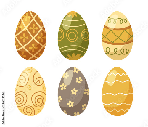 Easter eggs set decorated with colorful patterns