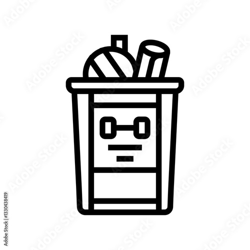 green recycle bin workout gear sustainable fitness line icon vector illustration
