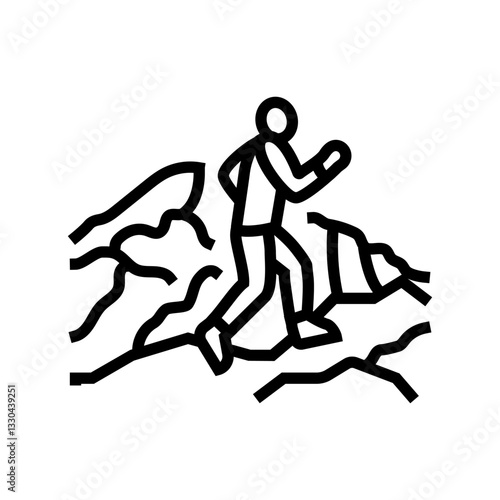 mountain trail running outdoor fitness line icon vector illustration