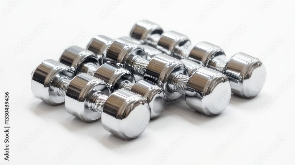 Chrome dumbbells stacked Chrome dumbbells stacked