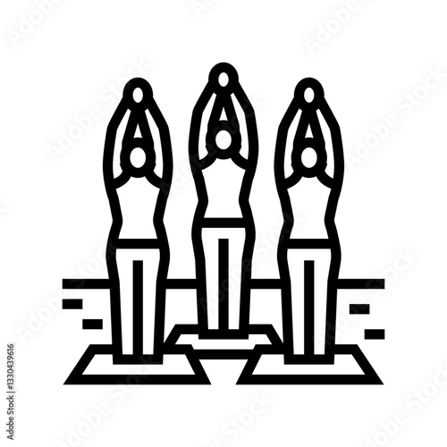 outdoor group fitness class sustainable line icon vector illustration