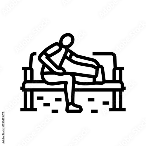 park bench stretching sustainable fitness line icon vector illustration