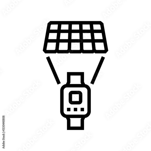 solar powered fitness tracker outdoor line icon vector illustration