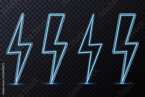 Bright neon thunder flash flickers dynamically, sparking futuristic digital aesthetic. Surging electrical beams cascade swiftly, illuminating mystic storm landscapes. Thunderbolt glow vibrates