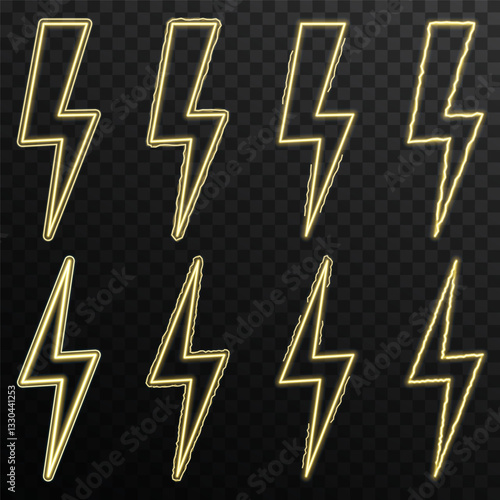 Bright neon thunder flash flickers dynamically, sparking futuristic digital aesthetic. Surging electrical beams cascade swiftly, illuminating mystic storm landscapes. Thunderbolt glow vibrates