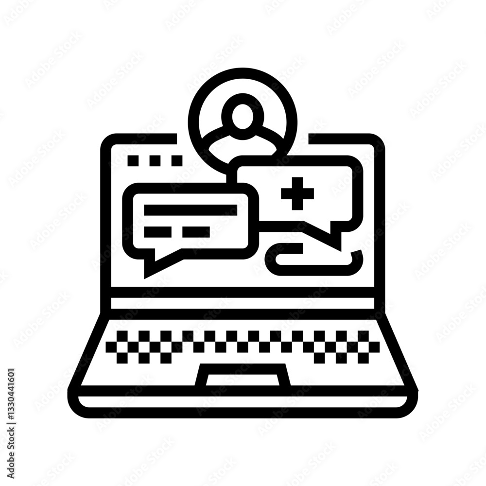 virtual health consultation tech line icon vector illustration virtual health consultation tech line icon vector illustration