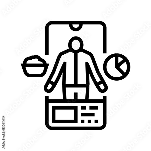 virtual nutritionist health tech line icon vector illustration