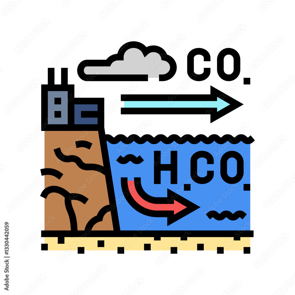 Fototapeta premium acidification chart world ocean color icon vector illustration