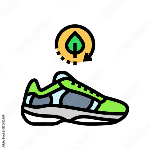 biodegradable running shoes outdoor fitness color icon vector illustration