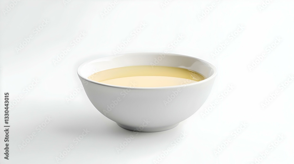 White ceramic bowl with soup on white background White ceramic bowl with soup on white background
