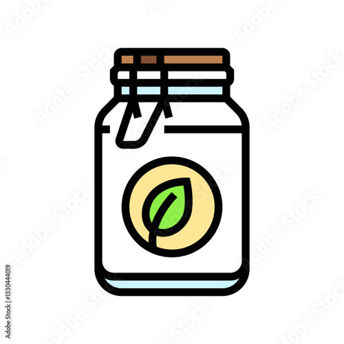 glass jar leaf sustainable beauty color icon vector illustration