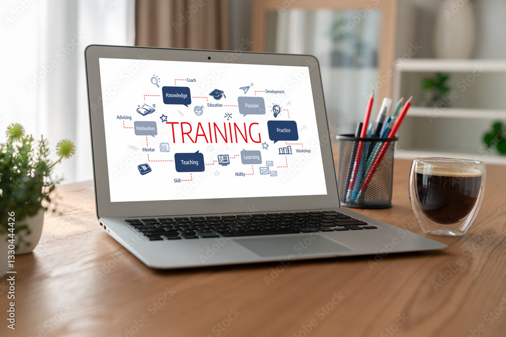 Fototapeta premium E-learning website with sofware for student to study online on the internet network snugly