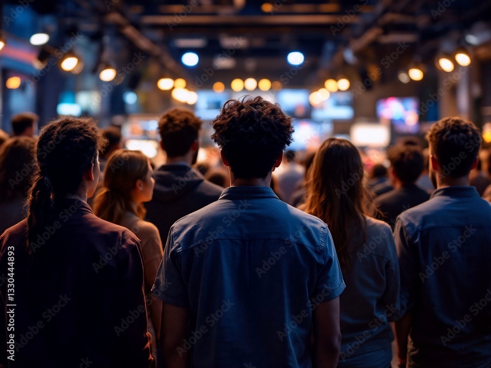 Fototapeta premium Crowd Enjoying a Night Event in a Vibrant Atmosphere