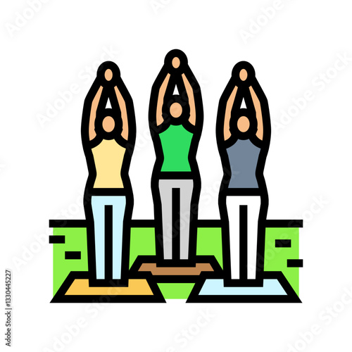outdoor group fitness class sustainable color icon vector illustration