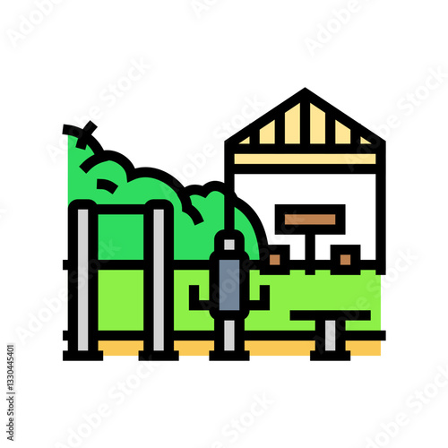 picnic area outdoor fitness setup sustainable color icon vector illustration