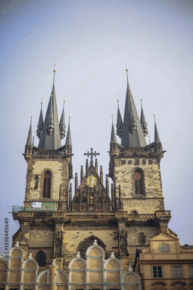 PRAGUE, CZECH REPUBLIC - December 25, 2024: The Church of the Mother of God before Týn, also known as the Church of Our Lady before Týn, is a stunning Gothic landmark and a dominant historical feature PRAGUE, CZECH REPUBLIC - December 25, 2024: The Church of the Mother of God before Týn, also known as the Church of Our Lady before Týn, is a stunning Gothic landmark and a dominant historical feature