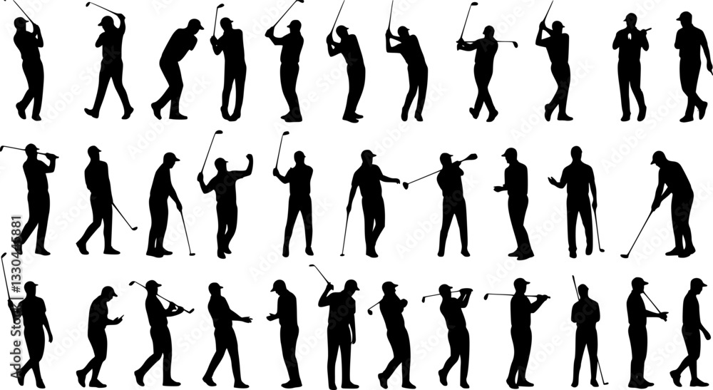 Golf silhouettes, Vector set of golf players
Golf silhouettes, Vector set of golf players