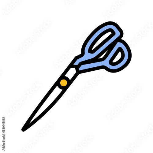 scissors cutting fabric thrift driven fashion color icon vector illustration