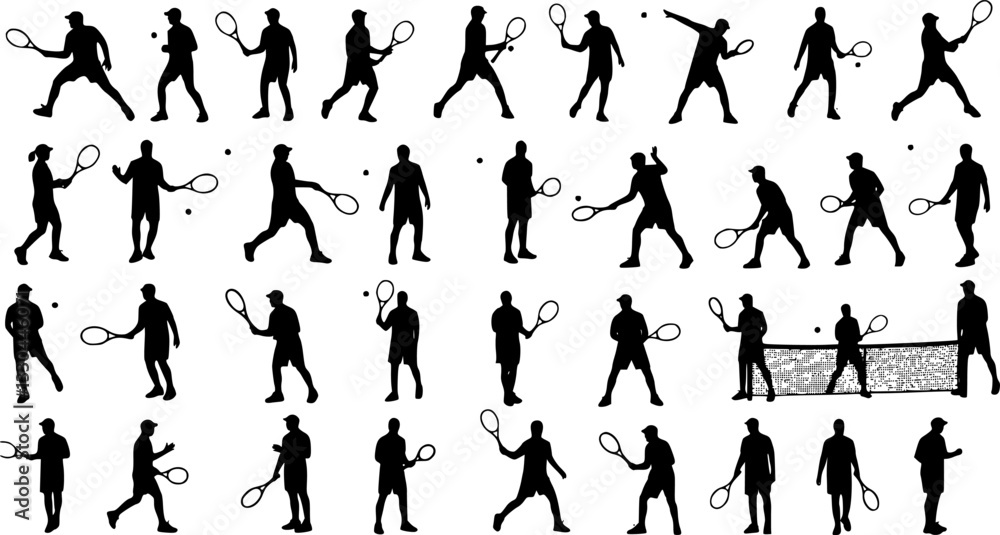 Tennis silhouettes, Vector set of tennis players
Tennis silhouettes, Vector set of tennis players