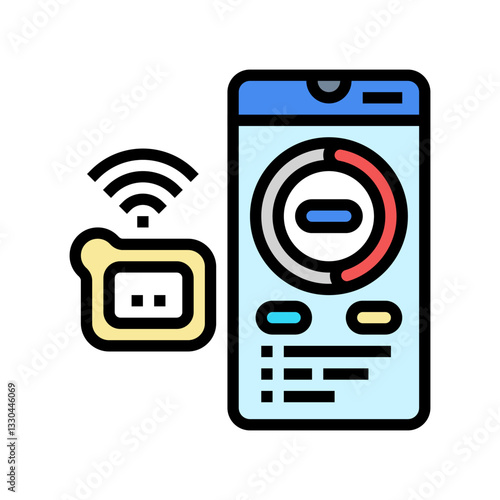 smart insulin pump health tech color icon vector illustration